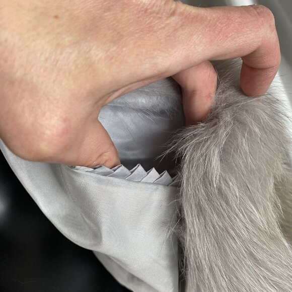 Vintage GRAY FOX FUR & SUEDE LEATHER JACKET Coat size Small Mob Wife 70s 80s - Picture 15 of 16